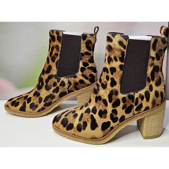 Ralph Lauren Women's Marianna Chelsea Calf Hair Booties Size 7.5  Leopard NWT - Picture 1 of 10